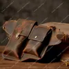 Wysokiej jakości męska torba na skórę na zewnątrz do ręcznie robionej oryginalnej skórzanej kółki Cowhide Telefon komórkowy Crazy Horse Sports Crossbody Torby motocyklowe 10A+