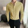 زائد حجم S-7XL جودة الرجال الرجال اللباس قميص الخريف الأكمام الطويلة الصلبة القمصان النحيفة القمصان Homme فستان اجتماعي غير رسمي القميص 240117