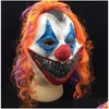 Party Masks Scary Clown Mask ADT Halloween Evil Killer Fancy Dress Horror Jolly Latex Hair Fl Face Costume Cosplay Accessory Drop de Dhczg