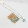 Necklace Earrings Set Vintage Trendy Square Peacock Turquoise Necklaces Elephant For Women Gifts Fj170
