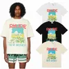 Rhude Shirt Summer Designer T Quality Top Tees Mänskjortor Toppar Letter Print Mens Women Clothing Short Sleeved S-XL