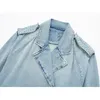 Veste en jean courte pour femmes, Chic, Lady High Street, manteau bleu effiloché, Top féminin, 2023, 240117