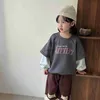 Hoodies Sweatshirts 2024 Bahar Yeni Ldren Uzun Kollu Sıradan Sweatshirt Moda Mektup Baskı Erkek Kızlar Krover Çocuklar Gevşek Üstler Bebek Giysileri H240508