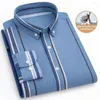 Men's Casual Shirts Men Shirt Stylish Striped Print Business Contrasting Colors Long Sleeves Single-breasted Design For Formal Office