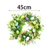 Decorative Flowers Easter Egg Wreath With Pastel Eggs Ornament Green Leaves Spring For Porch Celebration Indoor Outdoor Farmhouse Holiday