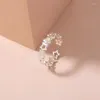 Bagues de cluster réglable creux bleu étoile bague lumineuse lueur dans la couleur argent foncé pour les femmes amis cadeaux d'anniversaire bijoux de mode