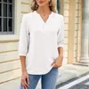 Mulheres Camisetas Três Quartos Manga Longa Fantasia Blusa Mulheres Mulheres Túnica Túnica Simples Tee Tops Apertados