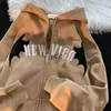 Herrtröjor tröjor hiphop mörk bat vinge djävul horn gotisk zip upp hoodie jacka män kvinnor överdimensionerade tröja kawaii kläder harajuku vinter y2kyolq