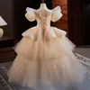 new Ball Gown Lace Girls Pageant Dresses Beaded Sheer Bateau Neck Flower Girl Dress crystals Sequined lace embroidery toddler girl First holy Communion Gowns