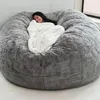 Drop giant fur bean bag cover big round soft fluffy faux fur beanbag lazy sofa bed cover living room furniture 240118