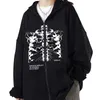 Primavera outono masculino hoodie zip up cardigan y2k esqueleto escuro com capuz gótico high street hip hop harajuku plus size jaquetas 240117
