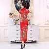 Ethnische Kleidung Frauen Klassisches Cheongsam Damen Langes Qi Pao Sexy Enges Abendparty Chinesisches Traditionelles Vintage Mandarin Kragen Qipao Kleid