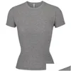 Damen T-Shirt Damen T-Shirts Skims Top T-Shirt Kurzarm Stretch Slim Round Neck Base Drop Delivery Bekleidung Damenbekleidung Wom Dherx