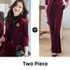 Frauen Herbst/Winter Goldene Samt Professionelle Anzug Jacke Passenden Set Koreanische Elegante Casual Blazer Hosen Zwei Stück 240117