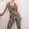 Active Sets bodysuits Women Sexig Jumpsuit Off Shoulder Body Top Streetwear Strap Onesie Female Clothing Leopard Bodcon Yoga Suit LeggingSl240118