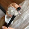 Scottie moissanite diamant bloem ontwerp groothandel vrouw lederen mode quartz polshorloge op maat handhorloges
