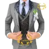 Terno de casamento para homens formal blazer calças colete três peças conjunto jaqueta do noivo jacquard fino ajuste outfit conjuntos de chaqueta 240117