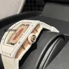 RM handledsur Richardmillle armbandsur automatisk mekanisk Tourbillon kvartshandledsklockor armbandsur RM07-01 Vit keramiska röda läppringar diamantkvinnor