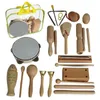 Log Percussion Instrument Set Toy Wooden Sand Hammer Drum Double Sound Tube Beginner Music Teaching Aids For Preschool Children 240117