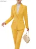 Kvinnors kostymer blazers mode damer pantdräkt kvinnor gul svartblå khaki kvinnliga affärsarbetsjacka och byxa formell 2 bit set blazerl240118