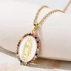 Pendant Necklaces Virgin Mary Zircon Necklace Religious Fashion Retro Clavicle Chain Colored Accessories Gift