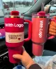 Sell Well 40 OZ Quencher Tumblers lamingo Pink Valentines Day Cosmo Parada Flamingo 40oz Stainless Steel Cups handle Lid Straw Car mugs Water Bottle 0131