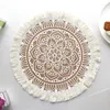 Table Mats 4PCS Bohemian Woven Cotton Placemat Linen Mat Flower Insulation Dining Pad Embroidery Kitchen Decor