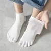 5 par Mesh Toe Ankel Boat Socks Man Cotton Solid Four Seasons Simple Young Casual Fashion Sport Finger Invisible 240117