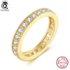 Bant Yüzükleri Orsa Jewels Dainty Brilliant CZ Eternity Rsterlsilver Kadınlar İçin 14K Altın Parmak Bando Takı Nişan Hediyesi SR318 J240118