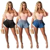 Women's Shorts High Waist Denim Patchwork Pocket Woman Clothing Fan-shaped Irregular Sexy Solid Color Loose Mini Streetwear