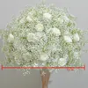 Dekorativa blommor Vit Rose Road Lead Flower Ball Wedding Backdrop Decor Babybreath Floral Row Table Centerpieces Party Rekvisita