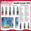 Original RandM Tornado 7000 Puff desechable Vape Pen Cigarrillos electrónicos 14 ml Pod 6 colores Dispositivo recargable de aire ajustable Puffs 7k al por menor