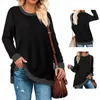 Mujer Sudaderas con Capucha Sueltas Lado Dividido Túnica Tops Cuello Redondo Diario Bloque De Color Jersey Suave Moda Señoras Manga Larga Básico Casual Mujer