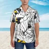 Camicie casual da uomo Camicia estiva Jungle Leaf su forma astratta Linea pennello Top a maniche corte Risvolto