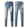 jeans fabrikanten heren jeans uitverkoop merken gat close heren jeans Lang Skinny Slim Mid Rits Fly Hole Denim heren paarse jeans pour hommes denim tear jeans voor heren