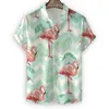Camisas casuais masculinas 2024 flamingo para homens 3d impresso camisa havaiana praia férias manga curta moda top camiseta blusa camisa