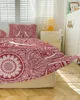 Jupe de lit Mandala bohémien éléphant rouge, couvre-lit élastique avec taies d'oreiller, housse de matelas, ensemble de literie, drap