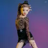 Stage Wear 2024 Latin Dance Practice Suit for Autumn and Winter Girls High-end Leopard Print Druku