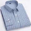 Mäns avslappnade skjortor vår och sommar 2024 tryckt långärmad skjorta andningsbara affärsränder icke-järn modecheck