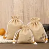 Storage Bags 5pcs Exquisite Linen Gifts Jewelry Sack Lotus Flower Printing Drawstring Bag High Grade Durable Convenient Retro