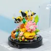 Block Butterfly Bee Eternal Flower Series Montering Micro Drill Particle Building Block med Dust Cover Desktop Decoration Model Toyl231223