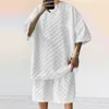 Men's Tracksuits Men Fashion Plaid Outfits Spring Summer Casual Two Piece Set Male Short Sleeve O Neck Cotton T Shirt And Shorts Beach Suits