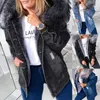 Giacca invernale da donna calda e soffice, con colletto soffice, con cappuccio, giacca di jeans spessa, foderata in peluche, calda, manica lunga, cappotto di jeans, abbottonato, oversize, allentato 240117