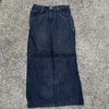 Jeans da uomo 2023 Gotico ricamato Ossa del cranio Lettera Jeans da uomo Y2K Street Hip Hop Abbigliamento Harajuku Pantaloni a gamba larga a vita alta Donna'sephemeralew