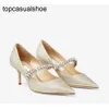 JC Jimmynessity Choo Bing Dress Wedding Summer Shoes Luxury High Pump Heels Women Crystal Pearl Strap Women's Pumps Point Toe Sexy Lady Walking Shoe EU35-43