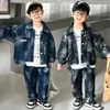 abiti firmati per bambini ragazzo Set di abbigliamento giacca di jeans con buco giacca di jeans set di pantaloni per bambini cappotto