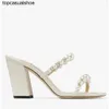 JC Jimmynessity Choo Brands for Lxuxry Shoes Amara Sandals Women Nappa Leather Mules Pearl Strappy Block Heels Comfort Fashion Slipper Walk6190398