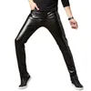 Silver Shiny Motorcycle Pu Leather Pants Men Brand Skinny Party Halloween Trousers Men Stage Prom Singer Costume Pants 3XL 240117