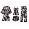 Pyjamas ensemble de sommeil femmes vêtements de nuit col en v déshabillé en dentelle nuisette Sexy peignoir porter maison costume déshabillé printemps Robe Robe 240117