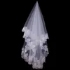 Véus de noiva de tule romântico branco marfim renda apliques borda curta véus de casamento para noivas acessórios de cabelo femininos al2316